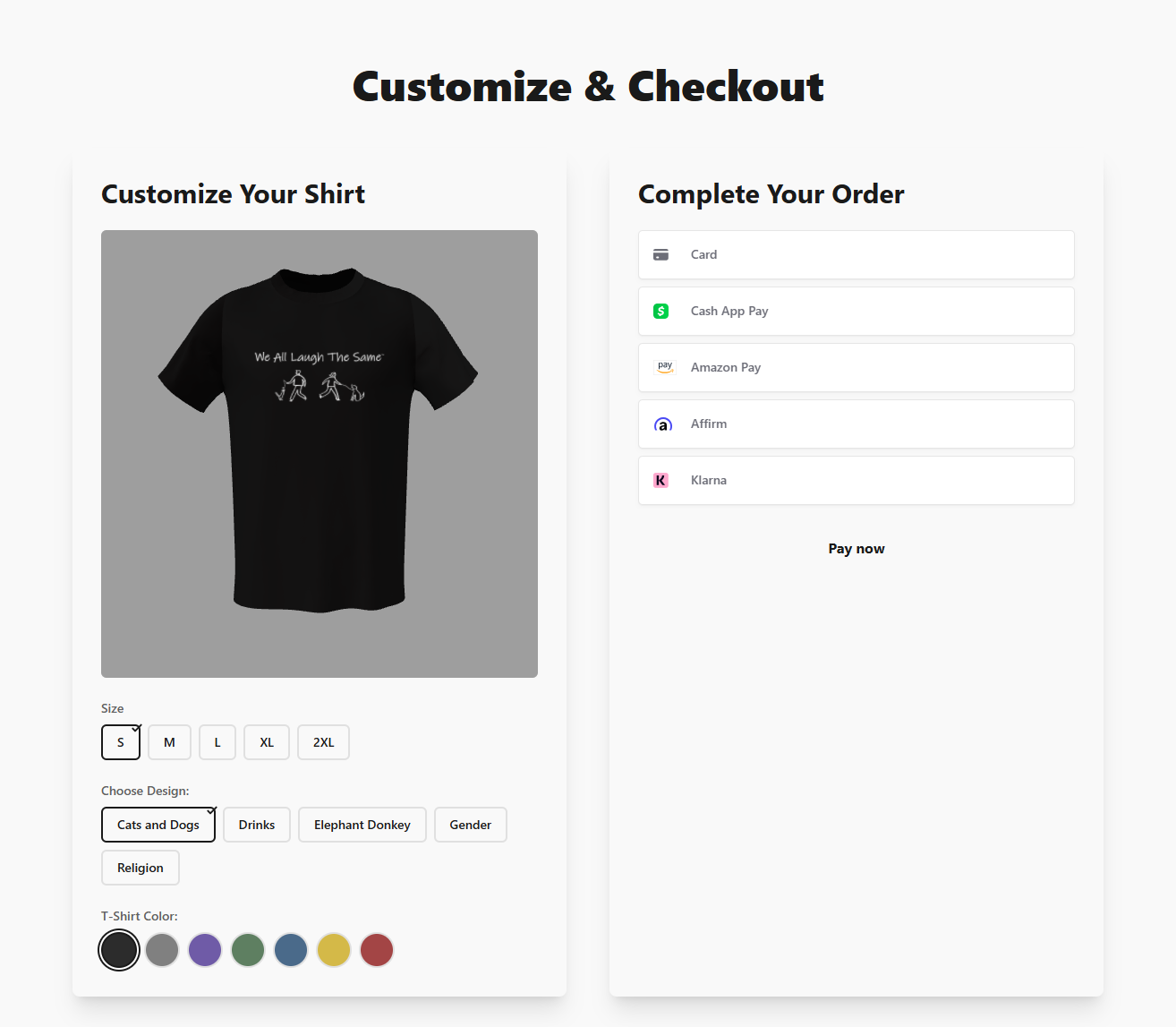 Custom T-Shirt E-commerce